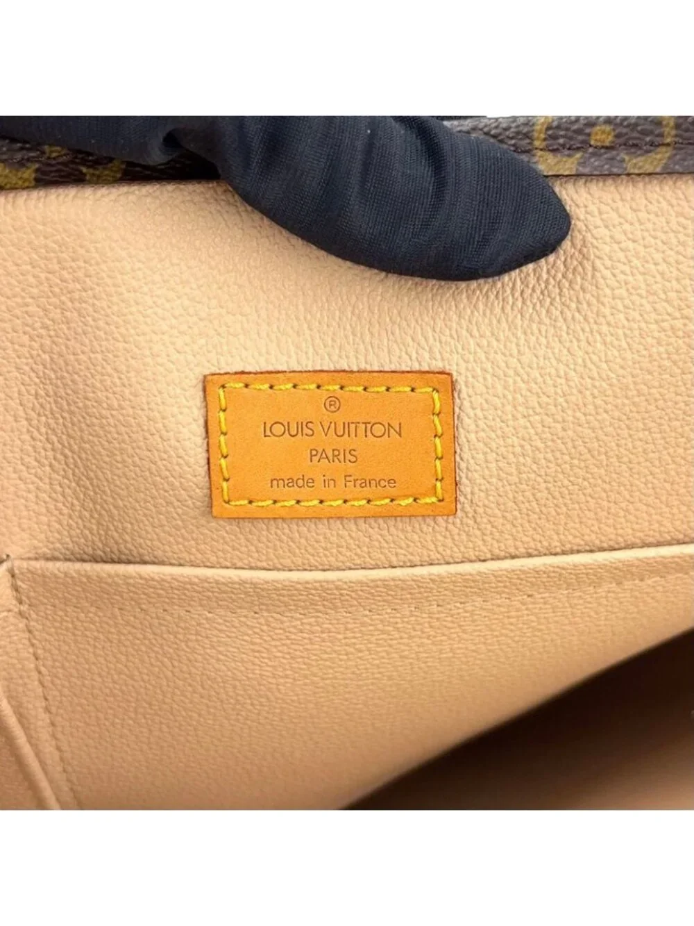 Louis Vuitton Sac Plat Monogram Handbag Leather Brown Light Tote Gold